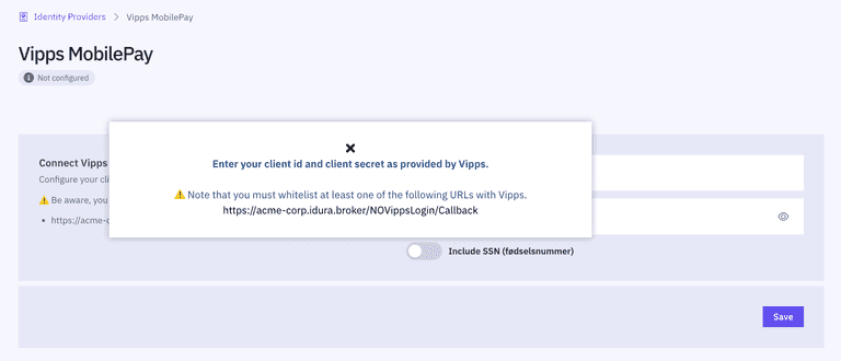 Vipps MobilePay setup